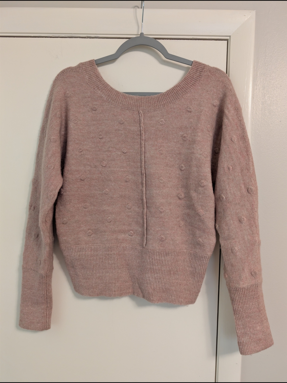 William Rast Women's Blush Pink Dot-Textured Crewneck Sweater - Size XS